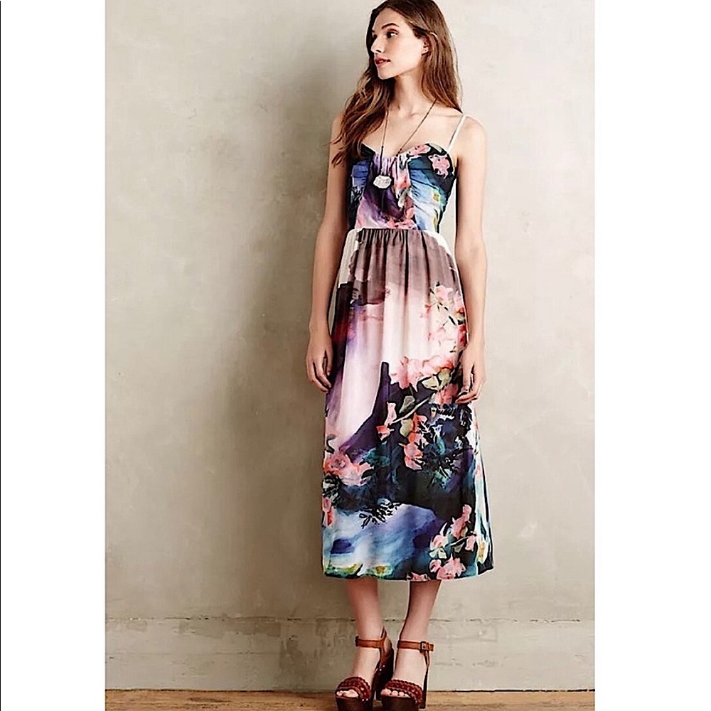 COREY LYNN CALTER by ANTHROPOLOGIE Daybreak Midi Sweetheart Dress SZ 0